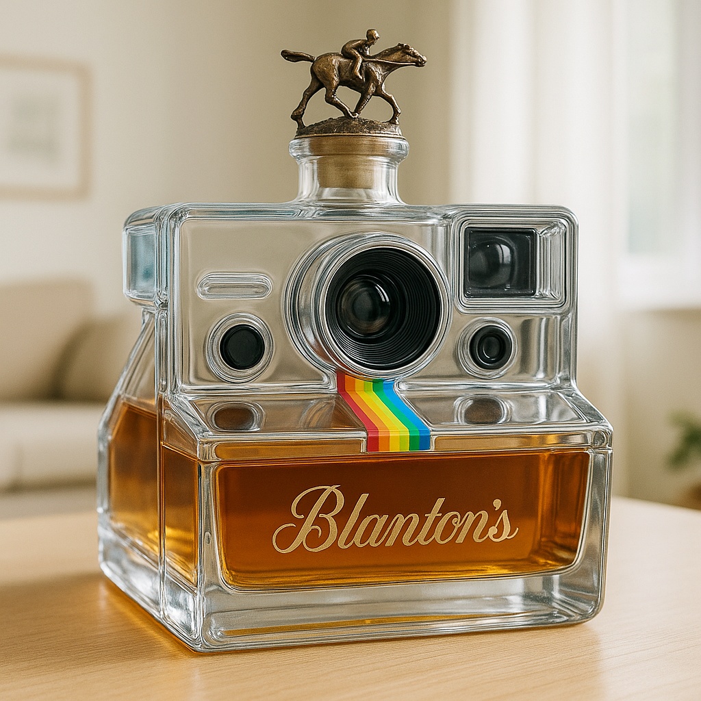 Polaroid camera whiskey bottle