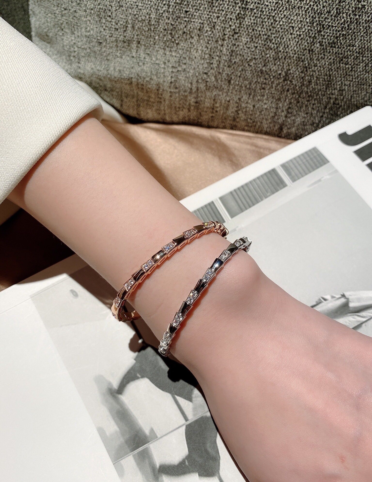 Bulgari Serpenti Viper Mother-of-Pearl Snake Bracelet