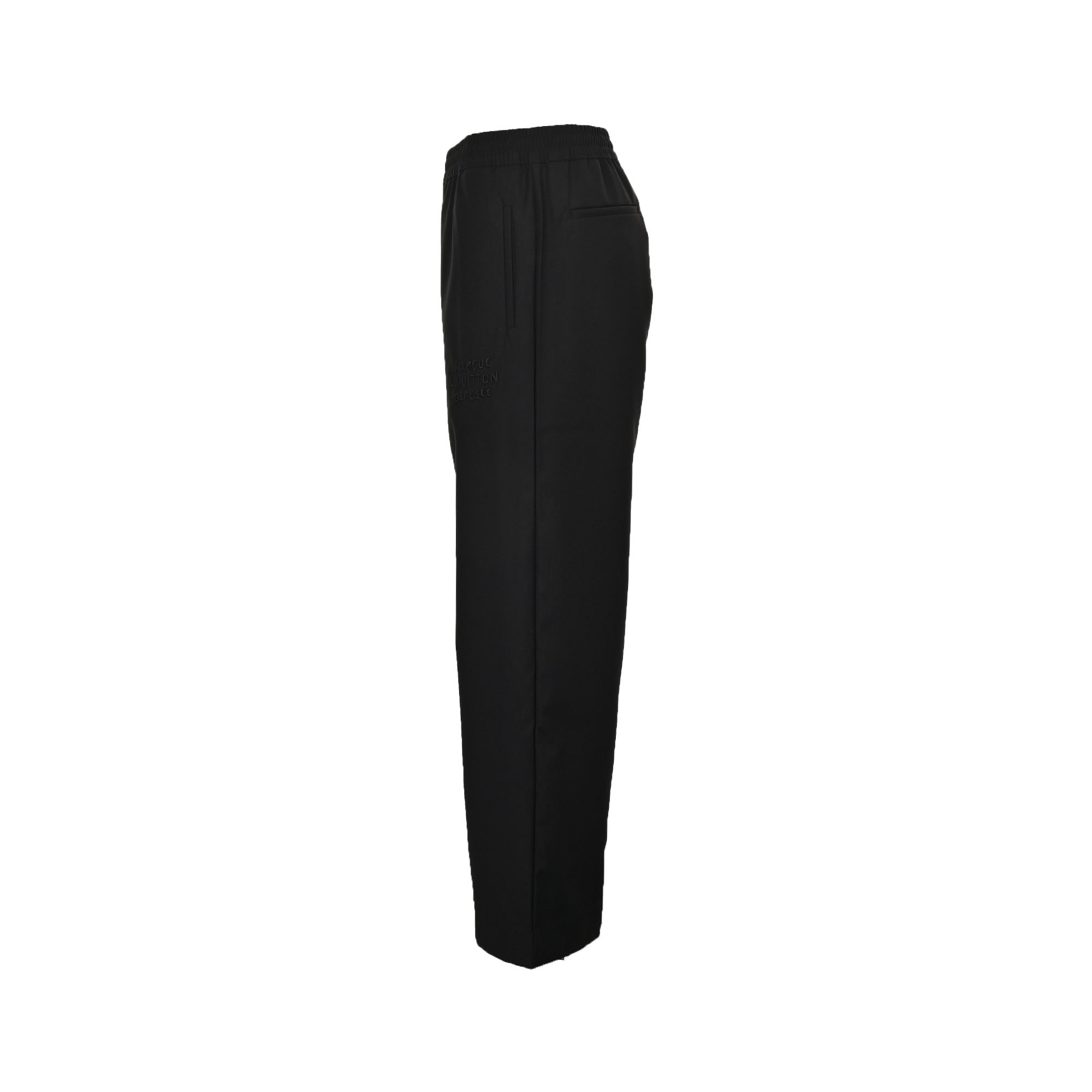 Louis Vuitton Solid Color Drawstring Straight Leg Embroidered Wool Trousers