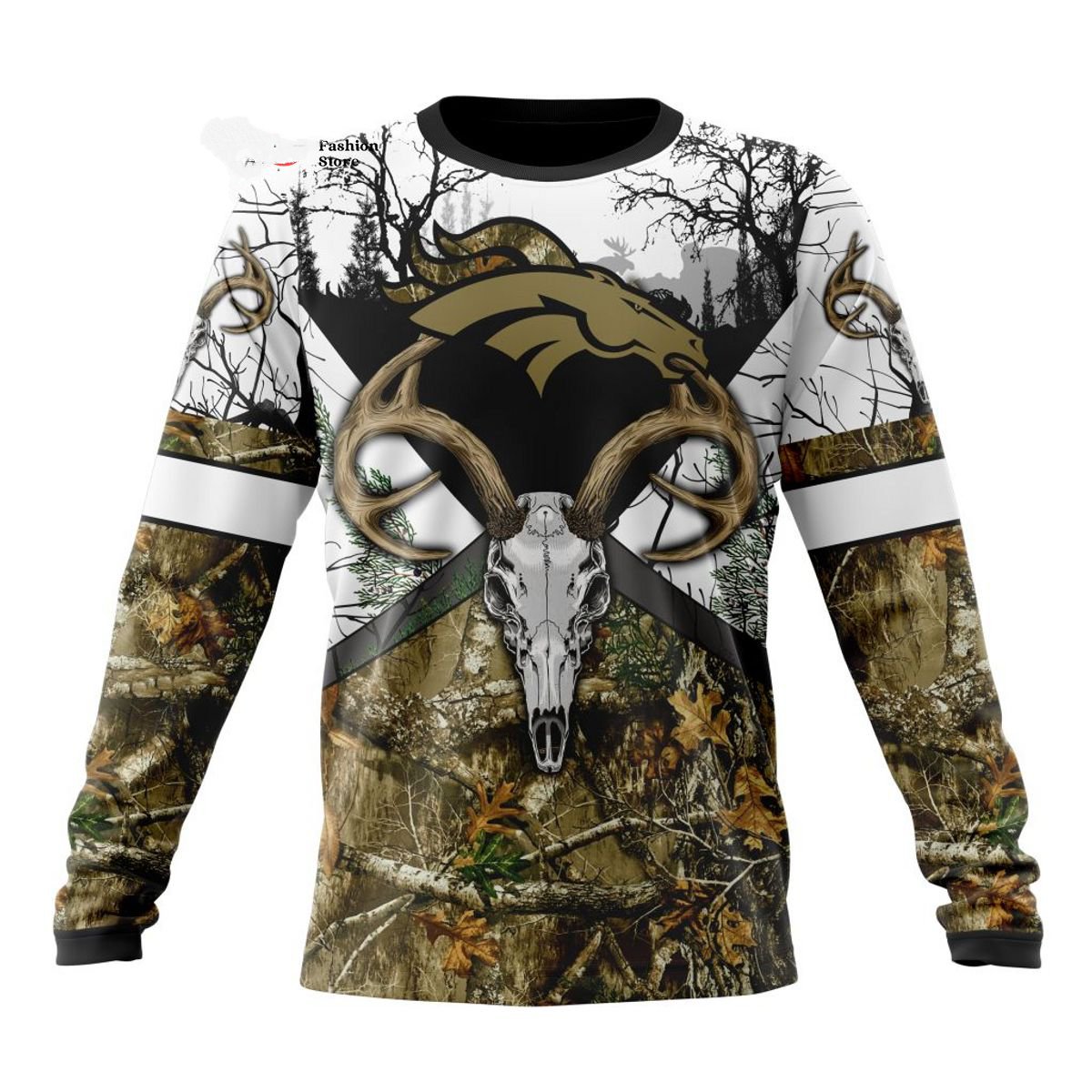 DENVER BRONCOS DEER SKULL AND FOREST 3D HOODIE