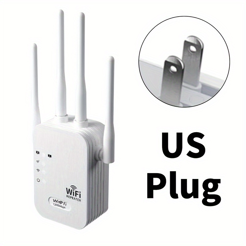 WiFi Extender, WiFi Booster 6X Stronger 1200Mbps WiFi 2.4&5GHz Dual Band(8000sq.ft), WiFi Signal Strong Penetrability 35 Devices 4 Modes 1-Tap Setup, 4 Antennas 360° Full Coverage, Supports Ethernet Port