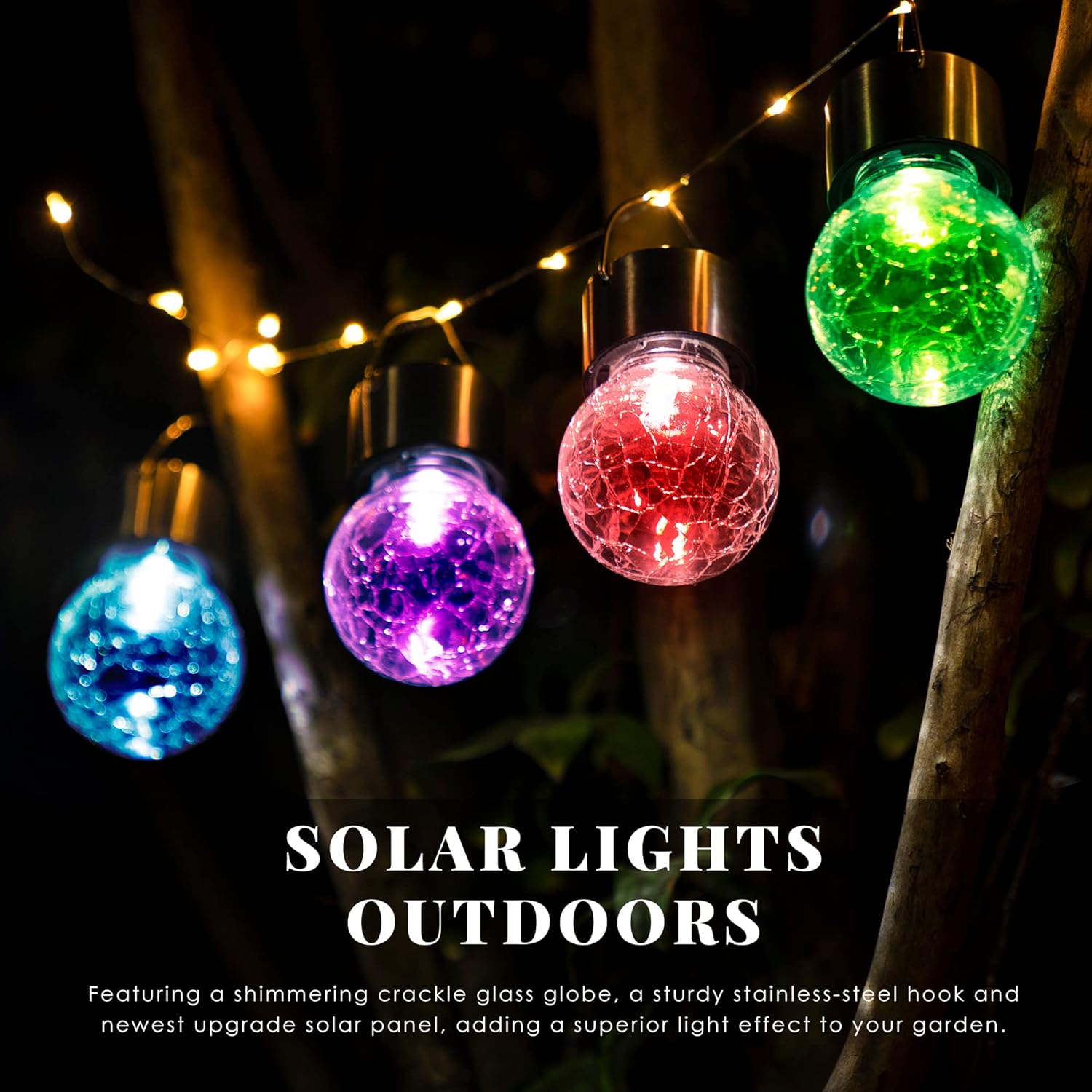 🎄Early Christmas New Sale🎄Multi-Color Changing Cracked Glass Hanging Ball Waterproof Solar Outdoor Lights