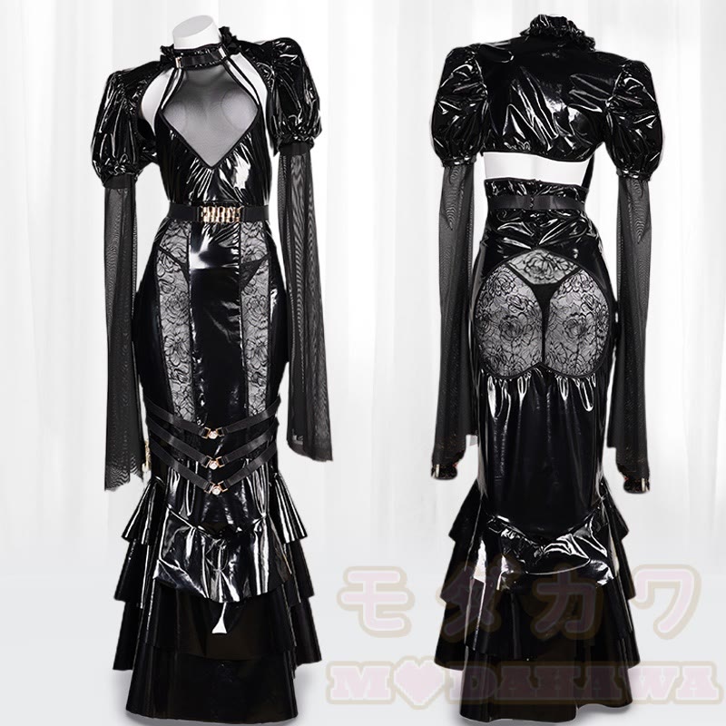 Cosplay Hollow Out PU Leather Dress