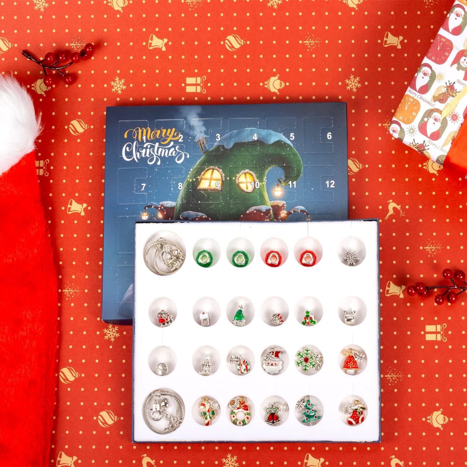 24 Pcs DIY Christmas Advent Calendar Bracelets Set