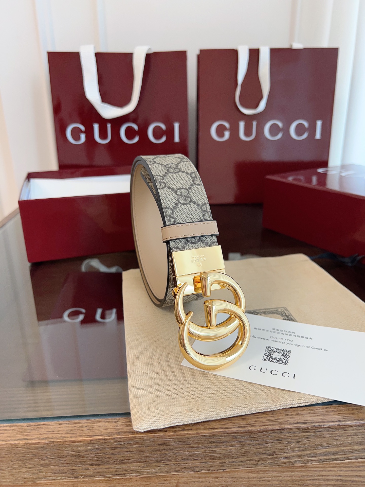 Gucci 2025 new double G buckle leather belt width 3.7cm