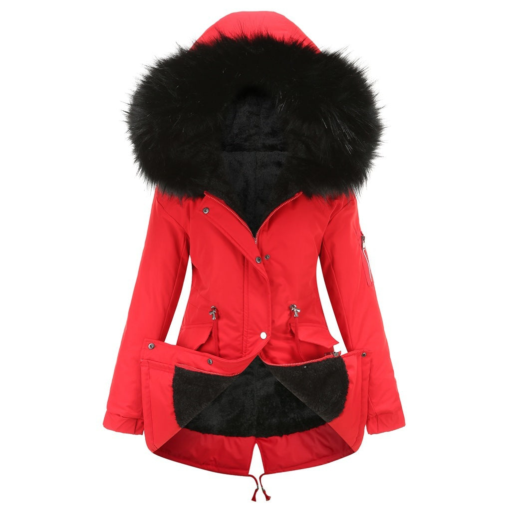 Mid-Length Hooded Parka Cotton-Padded Coat