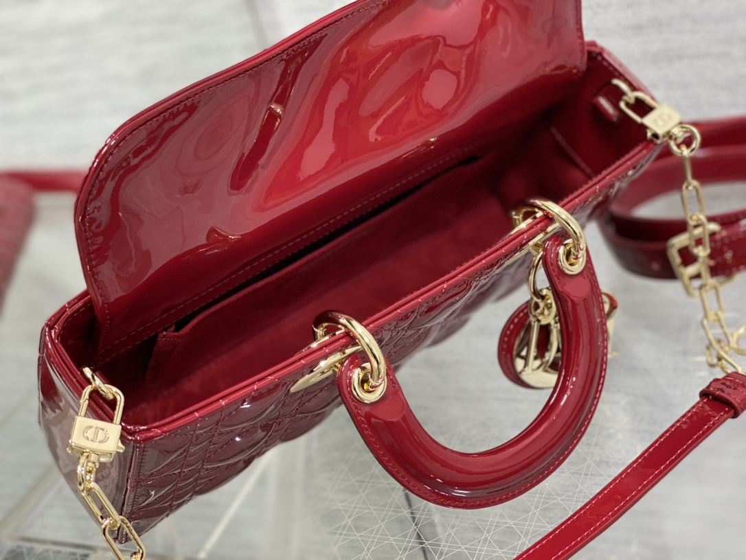 Dior D-joy Medium Patent Leather Bag