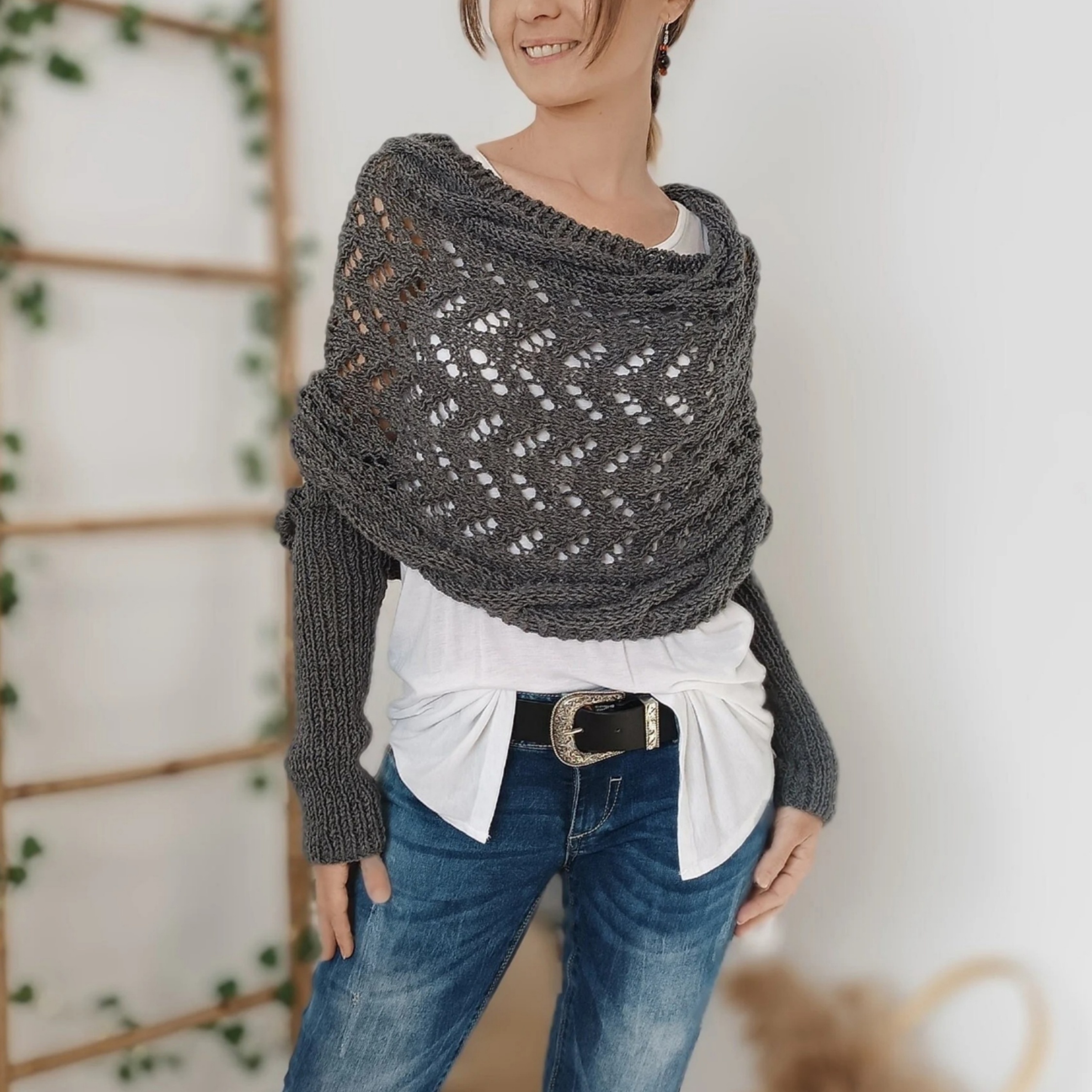 🏆Last Day 49% OFF⚡Scarf With Sleeves, Knitted Cable Wrap
