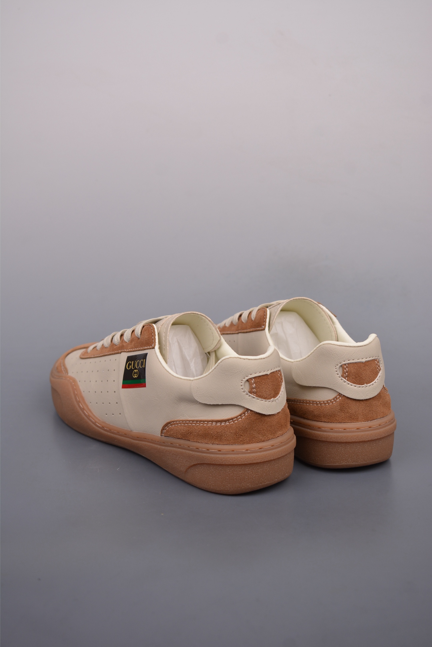 GUCCI T-head Dexun sports shoes brown and white