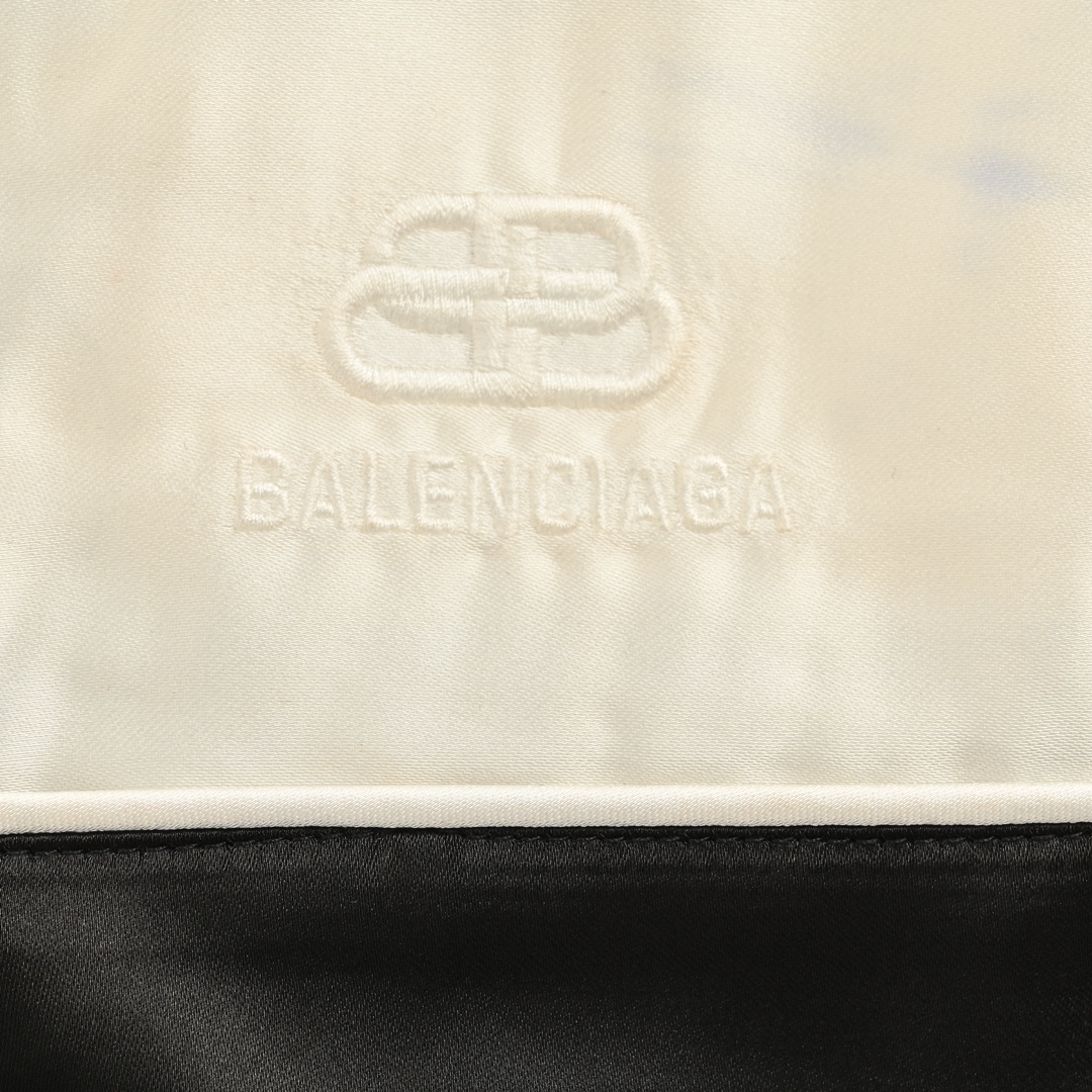 Balenciaga 24Fw blue and white stand-up collar jacket