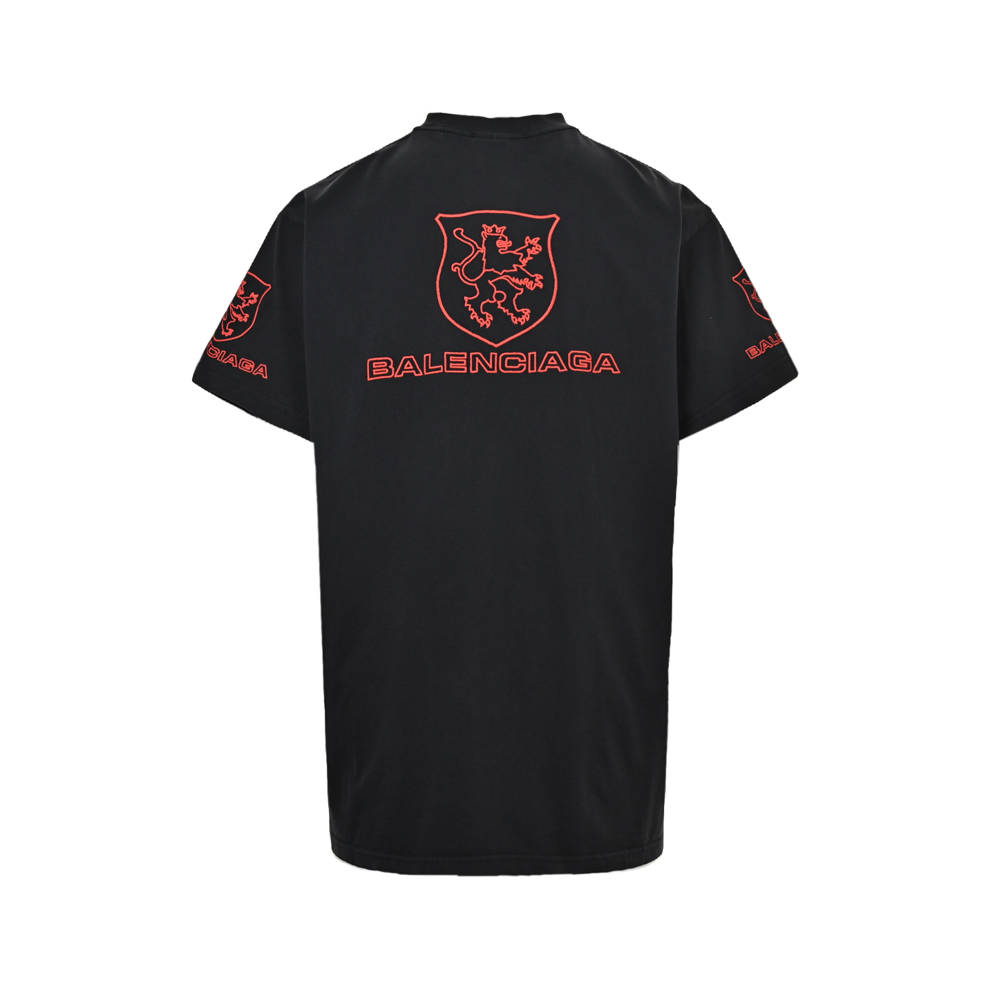 Balenciaga Lion Club Lion Badge Washed Short Sleeve