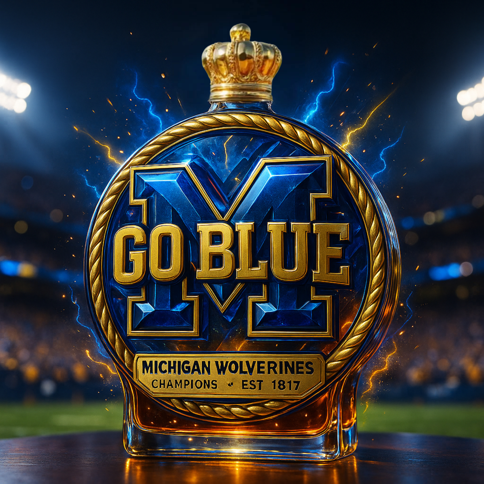 University of Michigan Wolverines Commemorative Whiskey Bottle