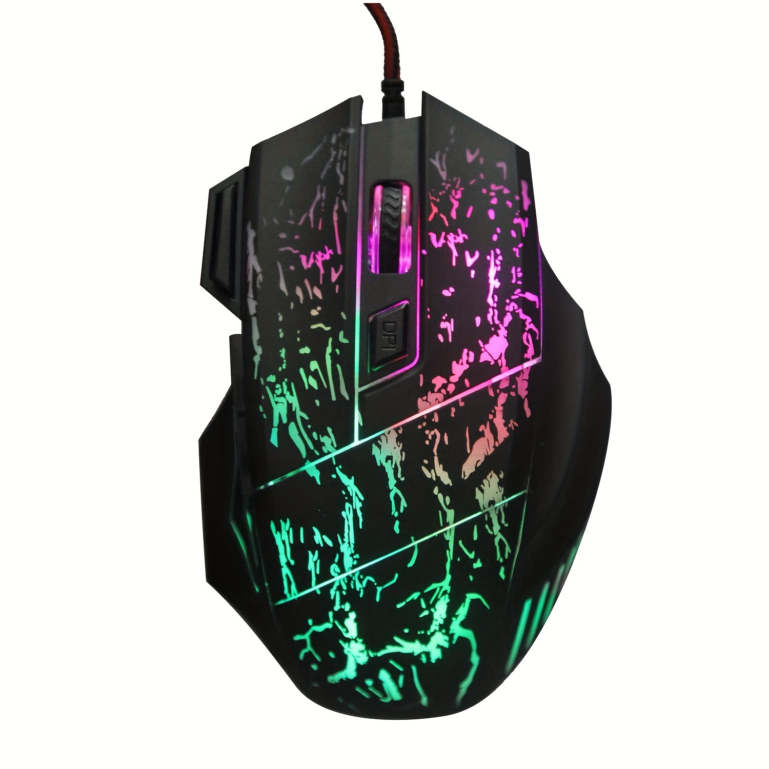 HXSJ Exploding Cracked Rainbow Light Gaming Mouse, A Gaming Mouse With Seven Buttons, Capable Of Reaching Up To 3200dpi.