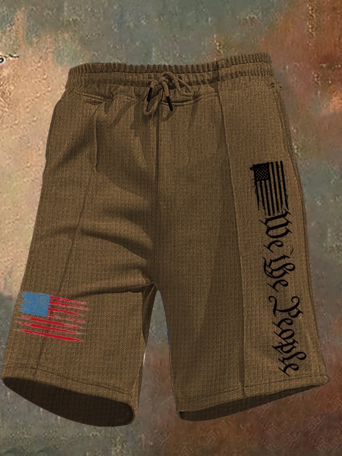 Men's Fashion Casual Independence Day Waffle Pants