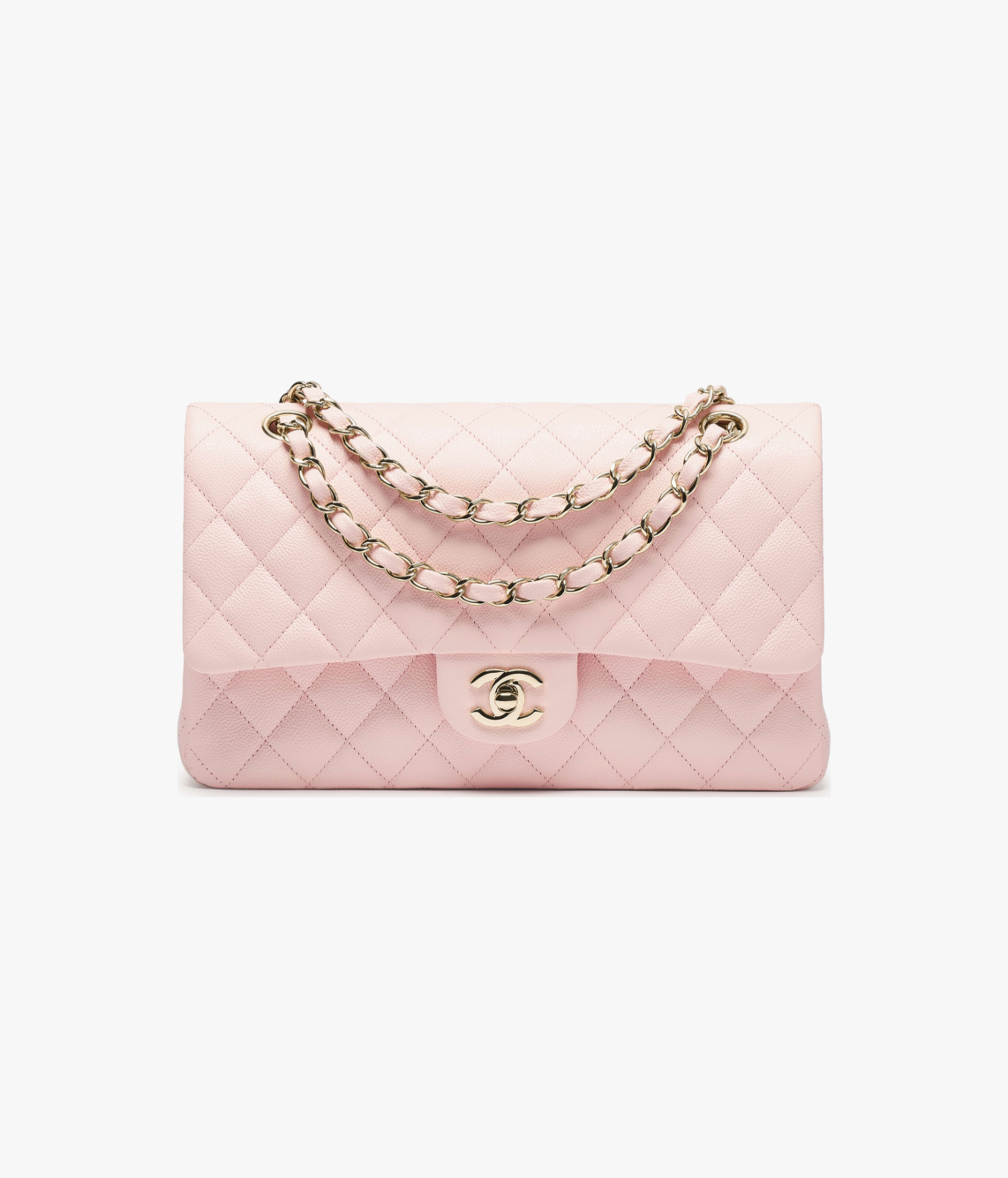 Chanel Classic 11.12 Bag Grained Shiny Calfskin & Gold-Tone Metal Pale Pink A01112-B10583-NAGEO