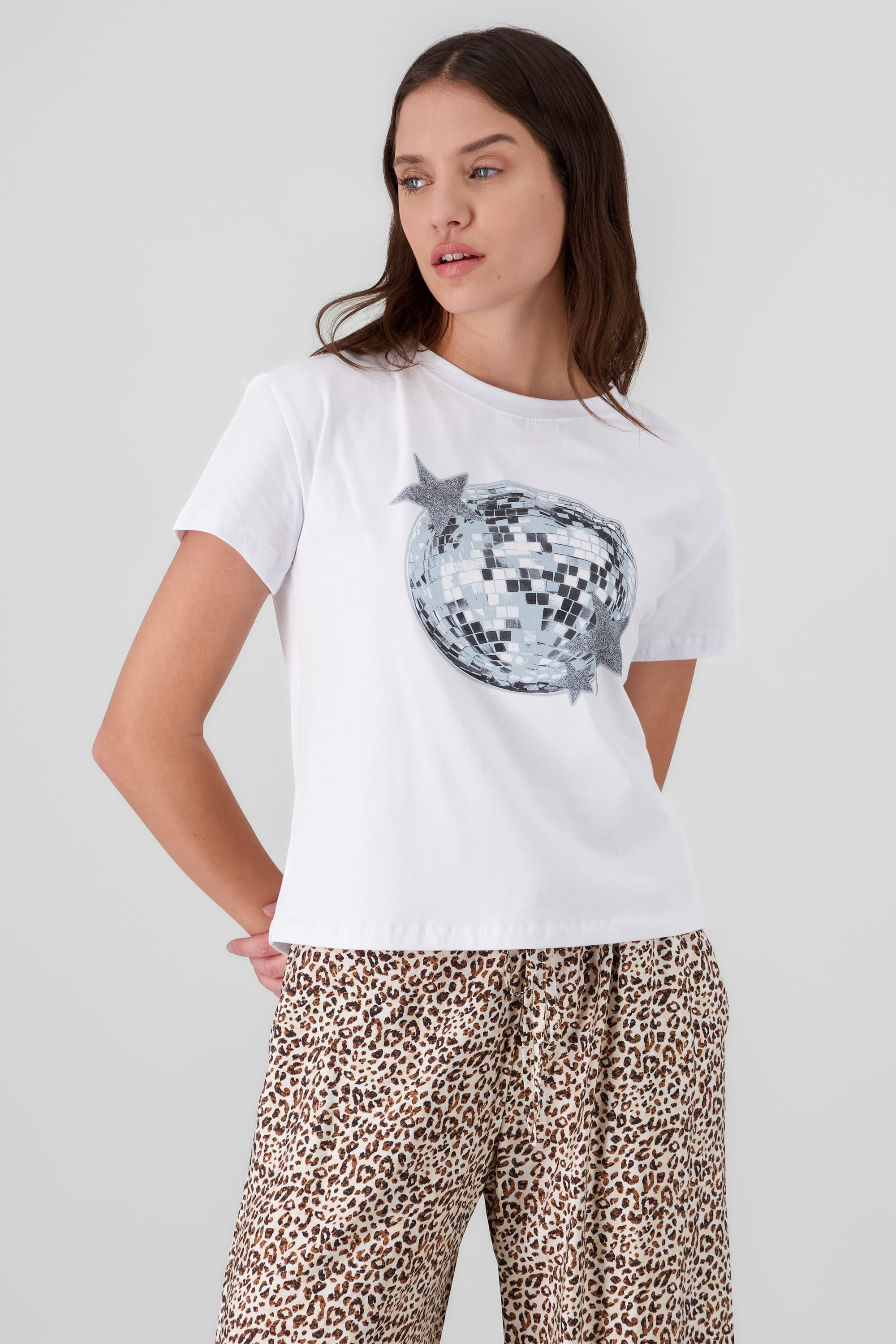 Disco Ball Print Short Sleeve T Shirt
