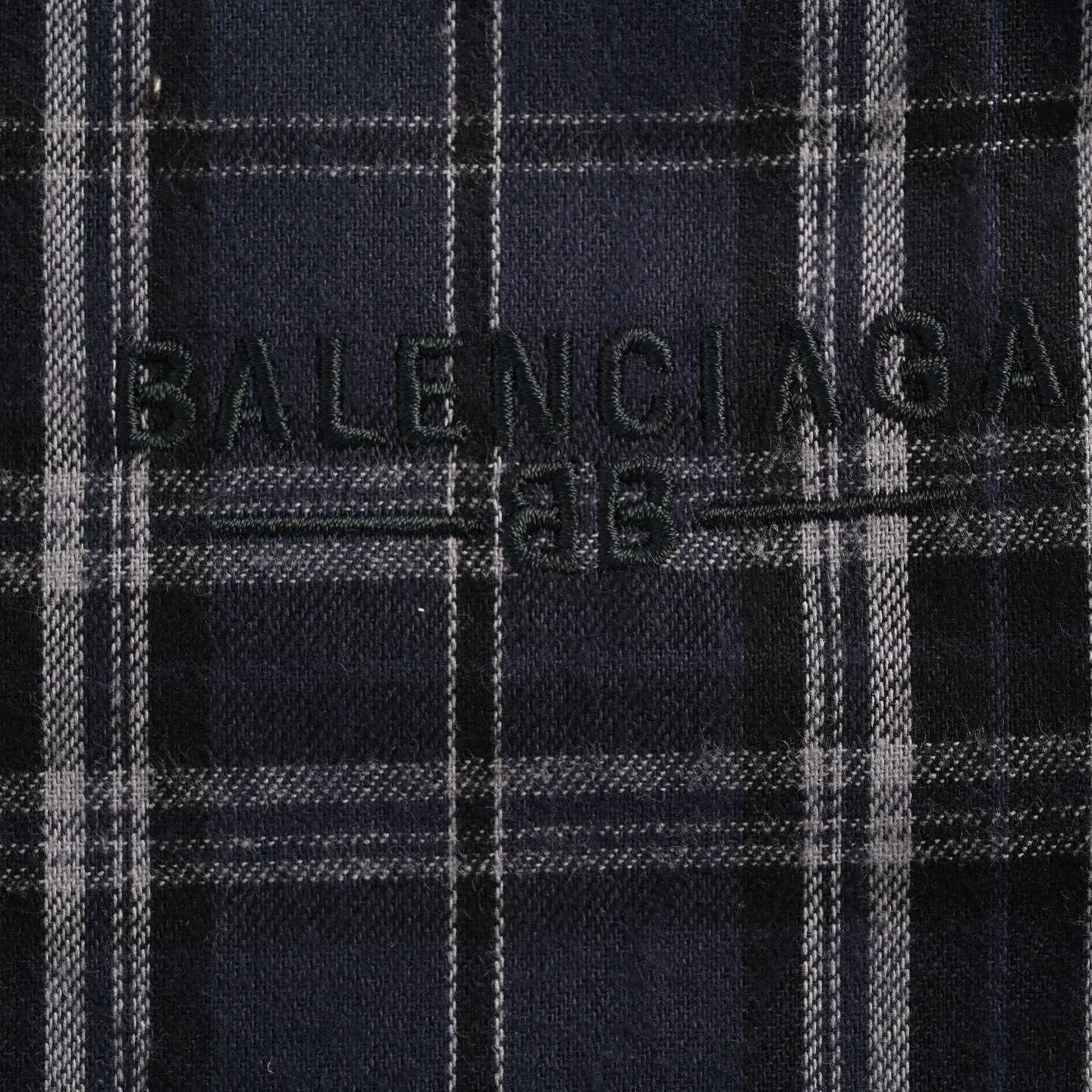 Balenciaga 25Fw blue check appliqué trousers