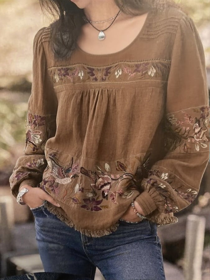 Women's Western Vintage Floral Print Shirt