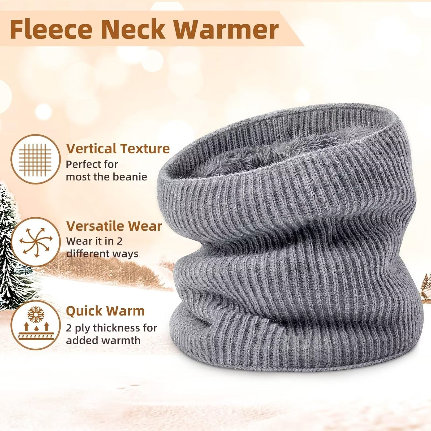 Fleece-Lined Winter Scarf - Soft, Warm & Windproof Neck Gaiter for Men and Women