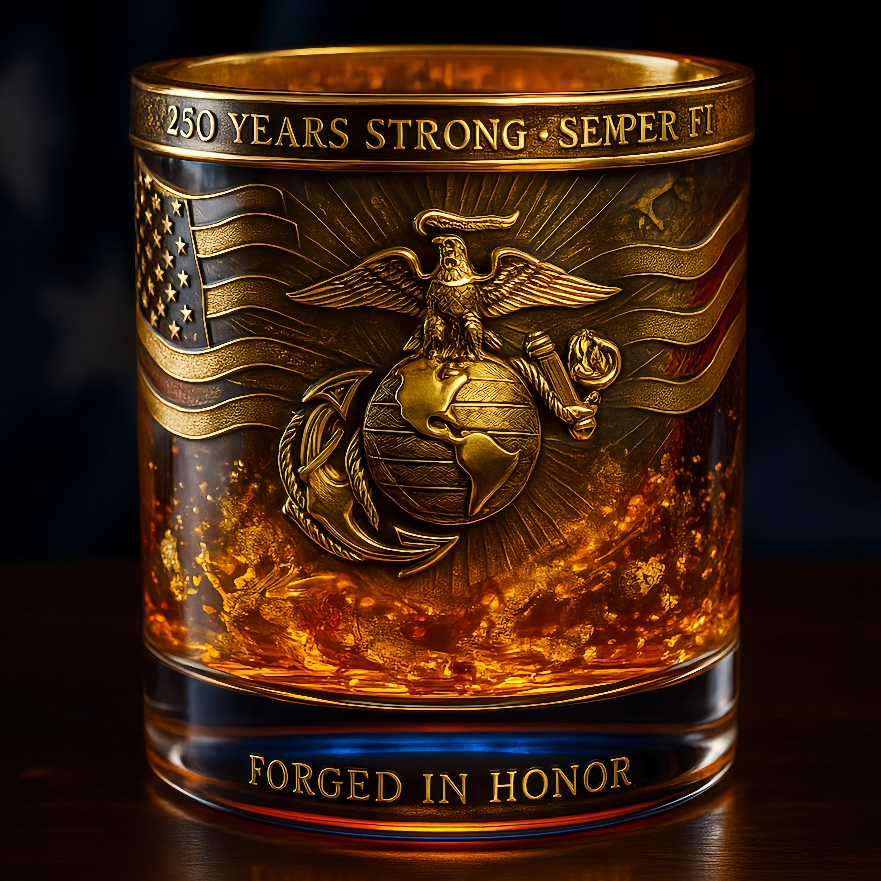 U.S. Marine Corps 250th Anniversary Whiskey Glass Set