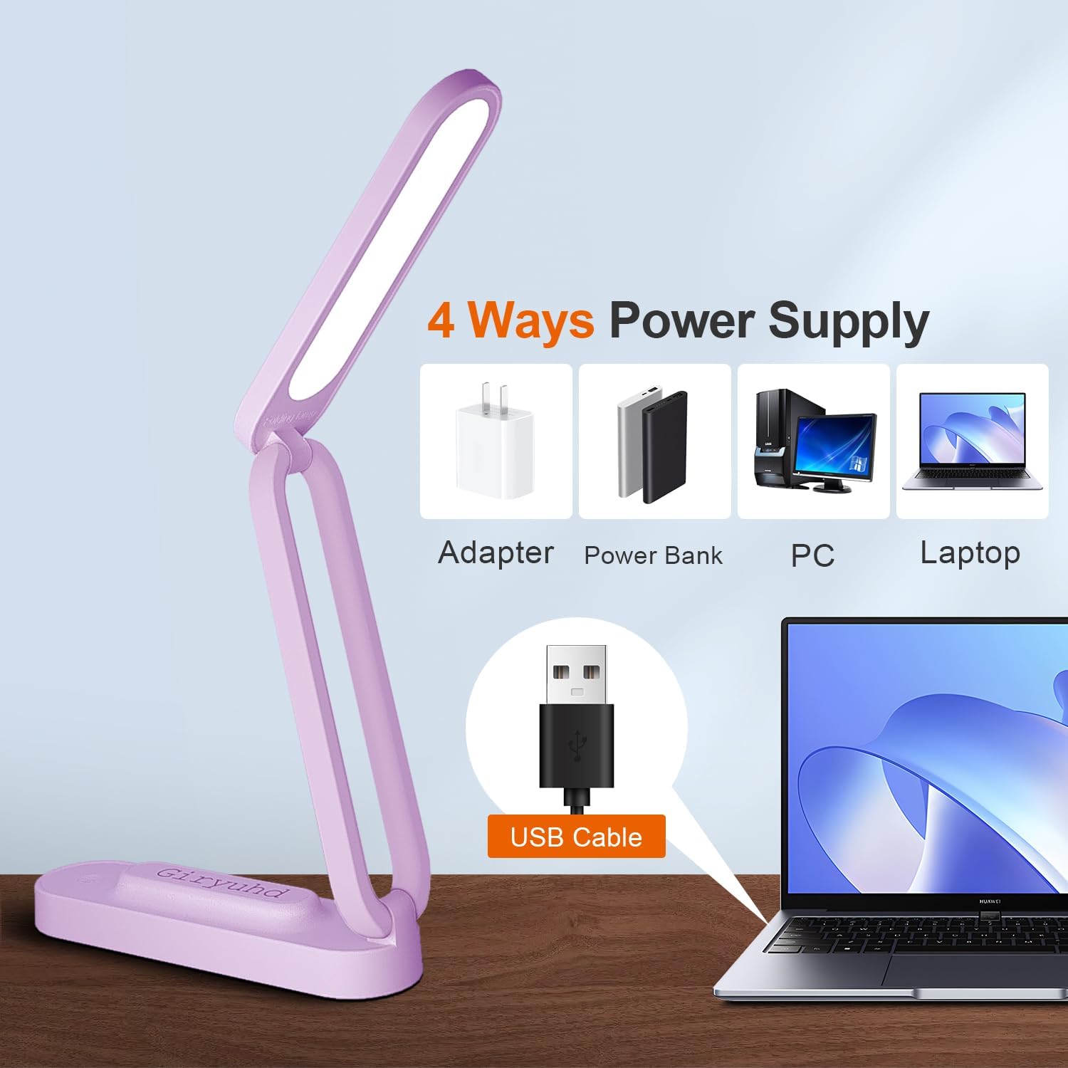 LED Desk Lamp for Office Home & Battery Operated Lamp Rechargeable Lamp Foldable & Portable Light, LED Desk Light Strip, 3 Brightness Dimmable Small Desk Lamp Wireless Reading Lamp