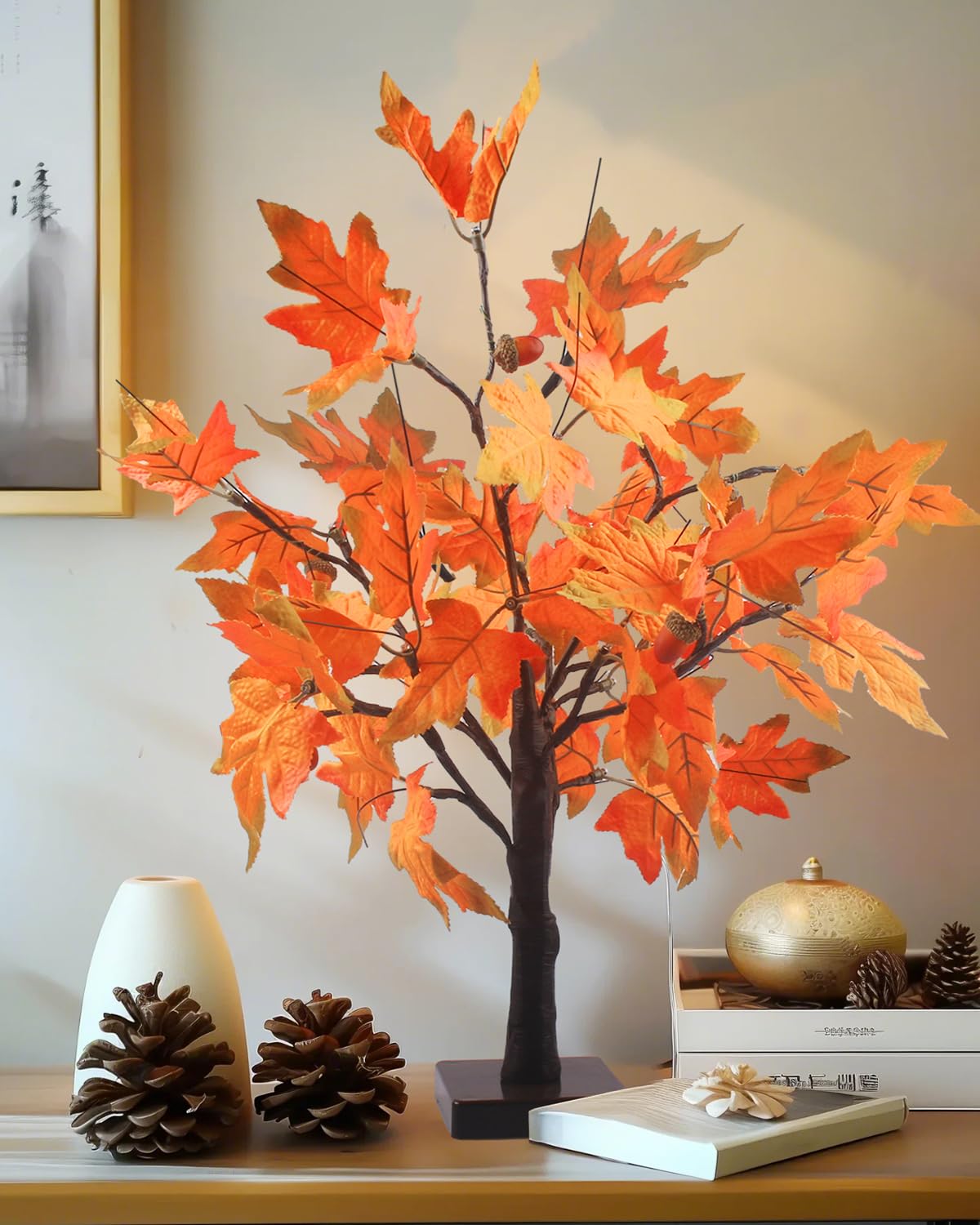 🍁Artificial Fall Lighted Maple Tree Decor - 🍂Fall Decorations for Halloween & Thanksgiving