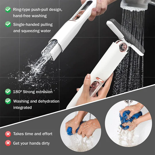 🔥Last Day Promotion-[SAVE 50% OFF]-2023 New Upgrated Portable Multifunctional Self-Squeeze Mini Mop Wet and Dry Dual-Use (1 Mop+2 Ecological cotton head)-BUY 2 GET 10% OFF & FREE SHIPPING
