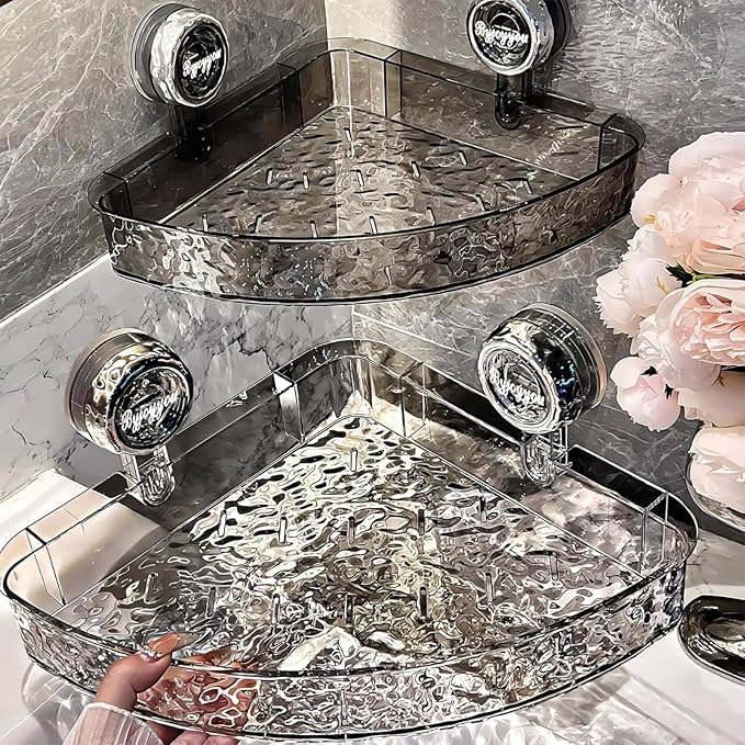 🛀🛀 Bathroom Triangle Basket Storage Shelf (No Drilling Required)