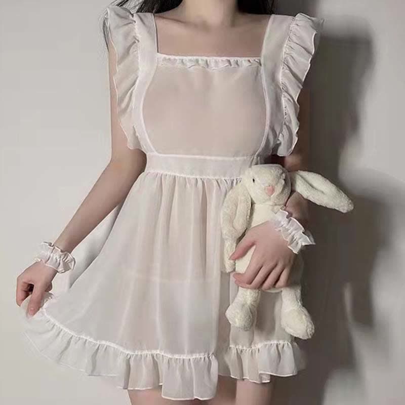 Cosplay Maid Backless See Through Lingerie Dress