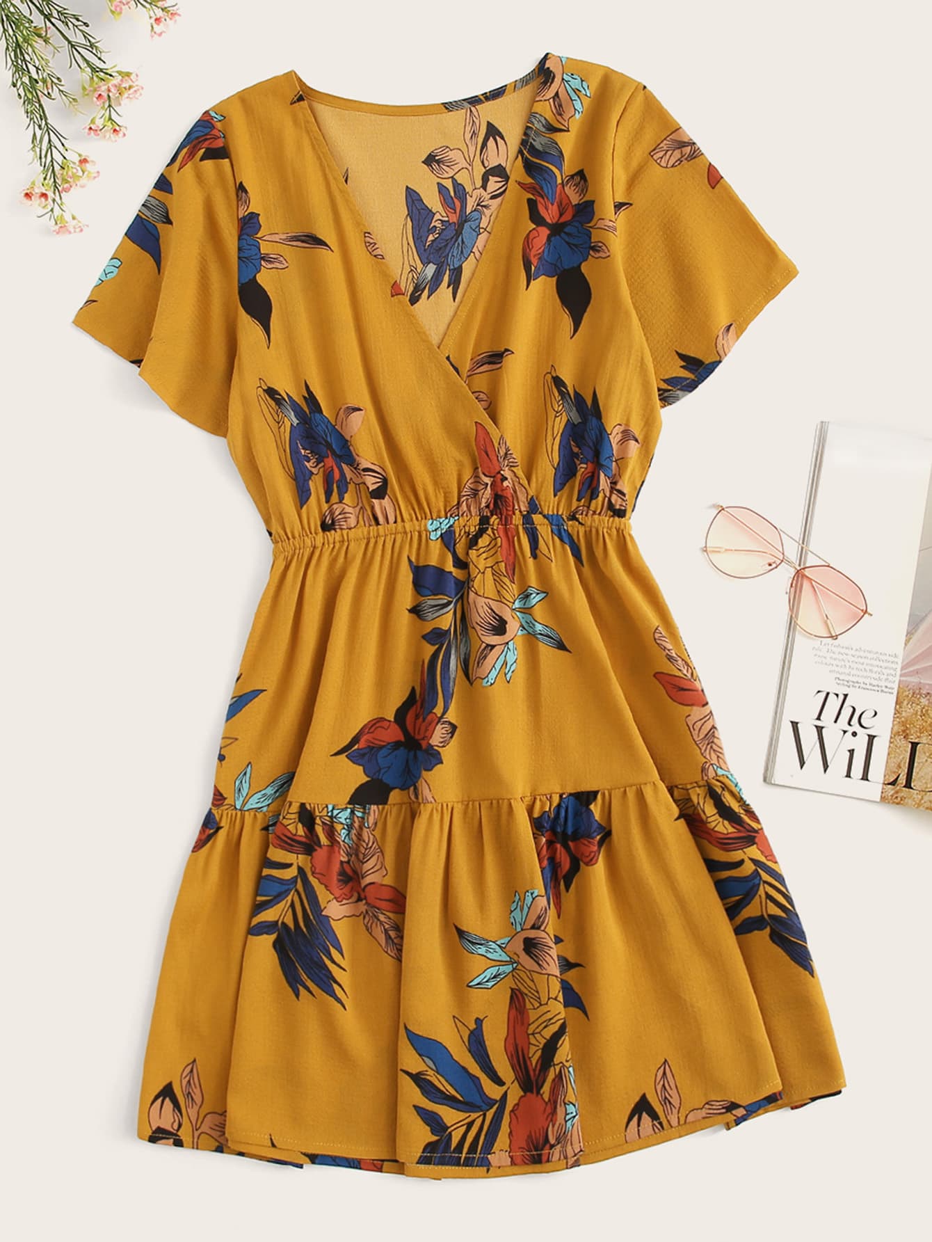 Ruffle Hem Floral Print Dress