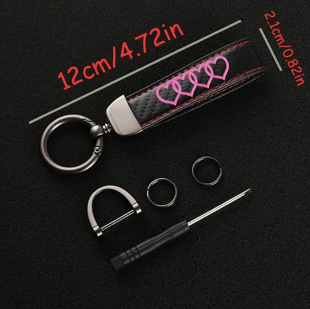 Leather Keyring  Buckle Hearts