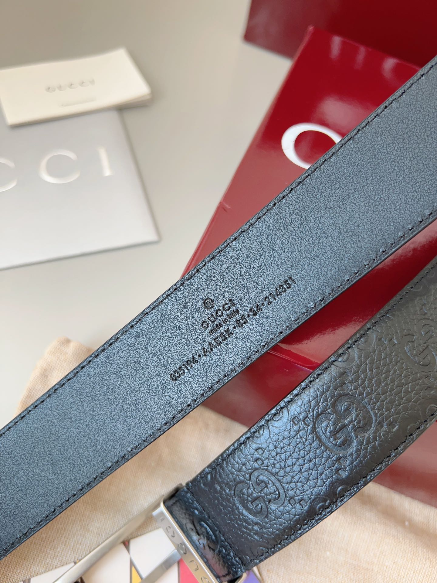 Gucci pin buckle printed leather belt 3.5cm wide
