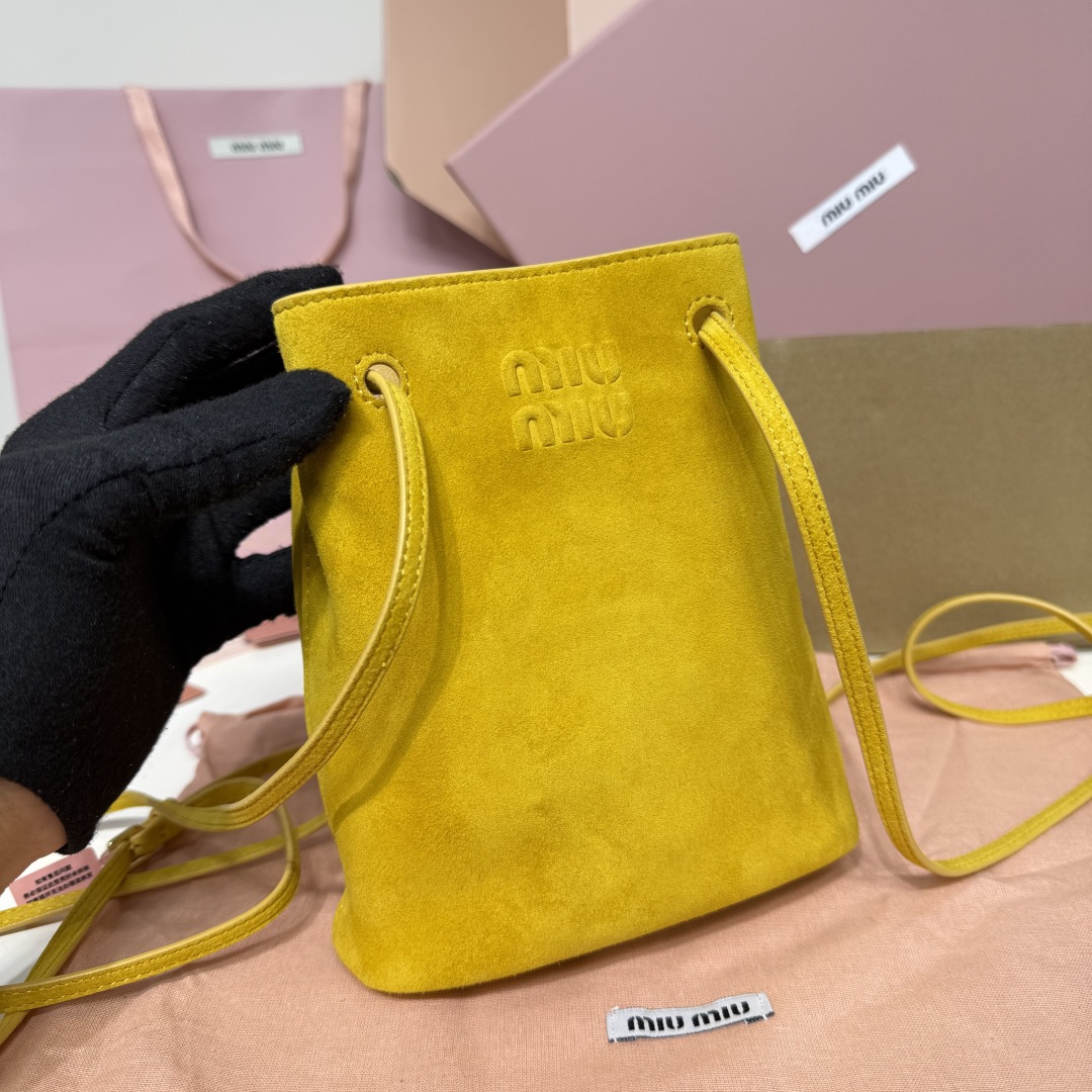 Miu Miu Suede Mini Bucket Bag 5NF460