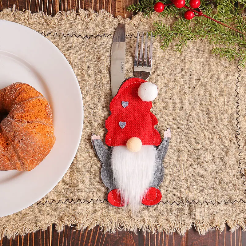 🎅🎅Christmas Felt Cutlery Holder Set - Gnomes Cutlery Holder Pouch
