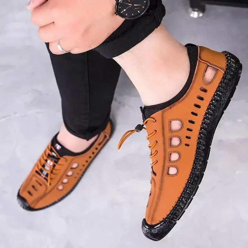 Soft Sole Genuine Cowhide Woven Summer Sandals