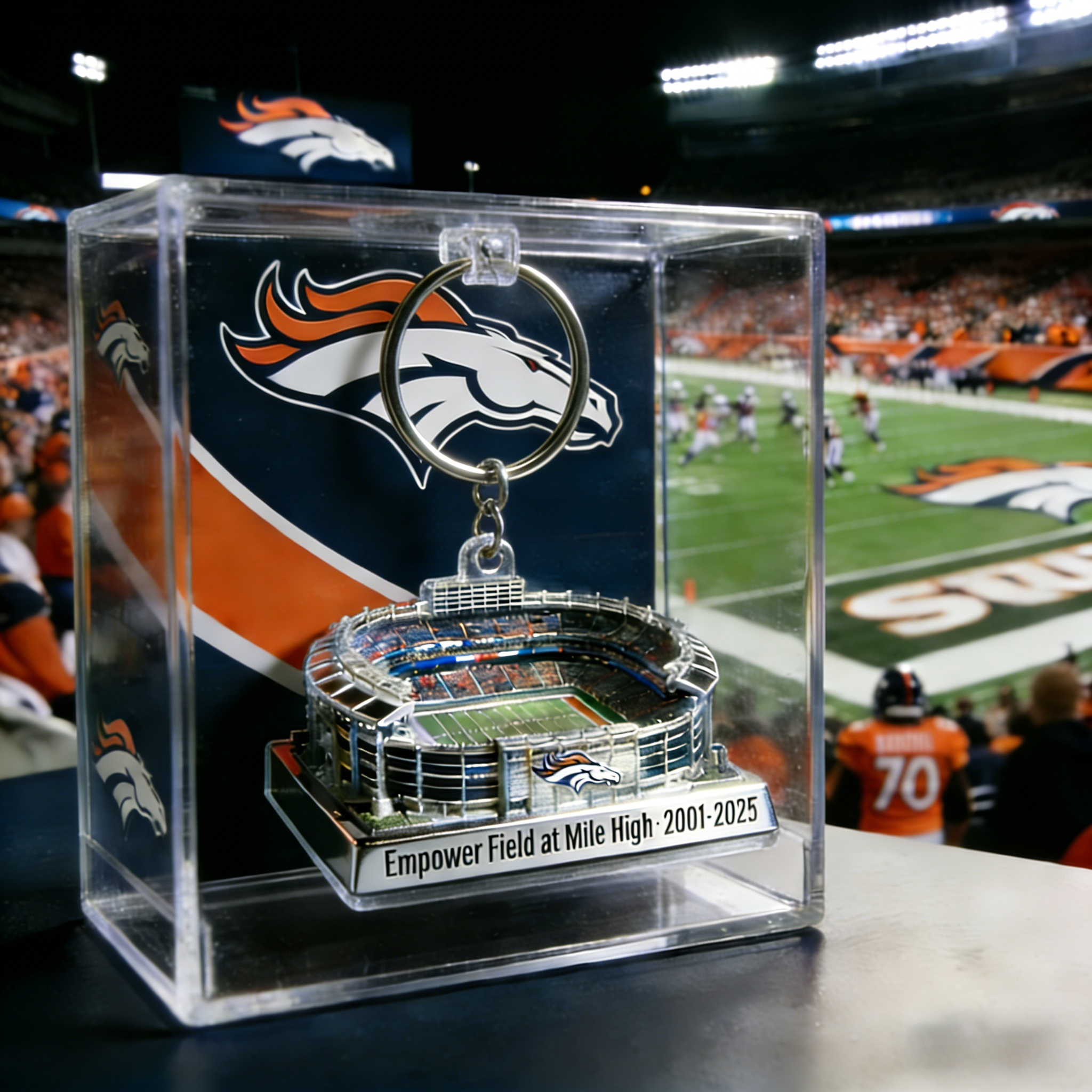 Broncos Empower Field Mini Stadium Keychain