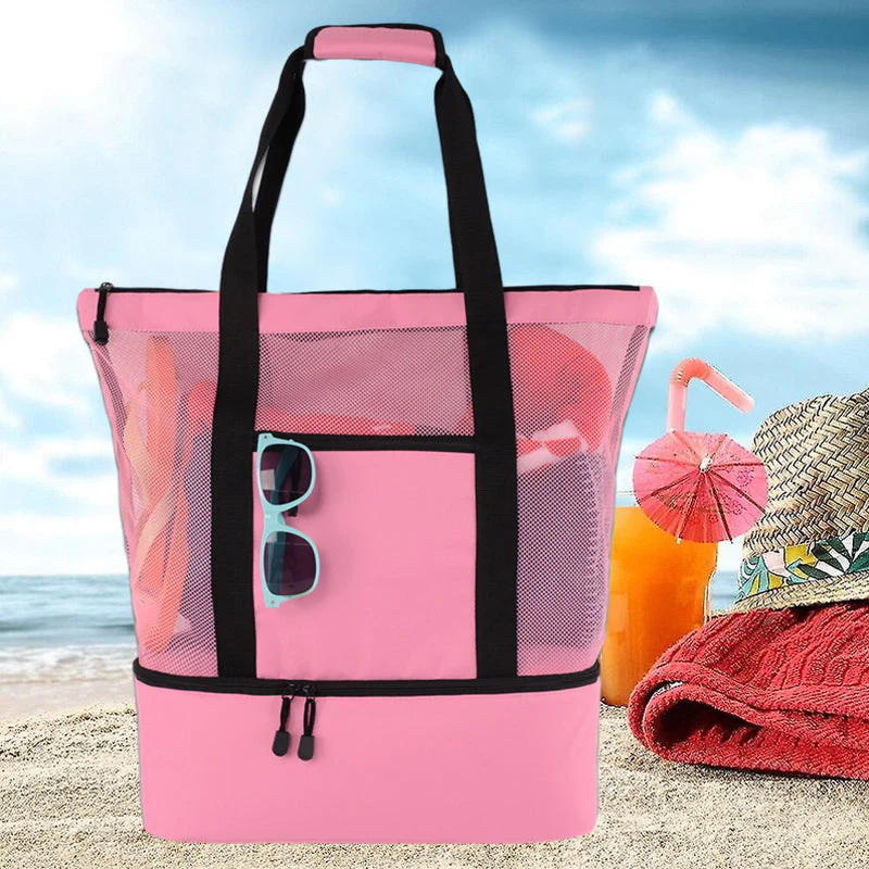 (🔥Last Day Promotion-SAVE 50% OFF)👜2-in-1 Portable Mesh Beach Tote Bag with Detachable Cooler🏖️BUY 2 GET 10% OFF & FREE SHIPPING！