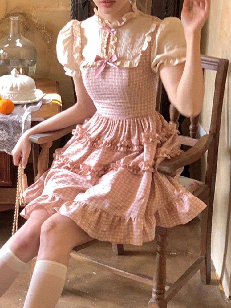 Kawaii Plaid Princess Dress
