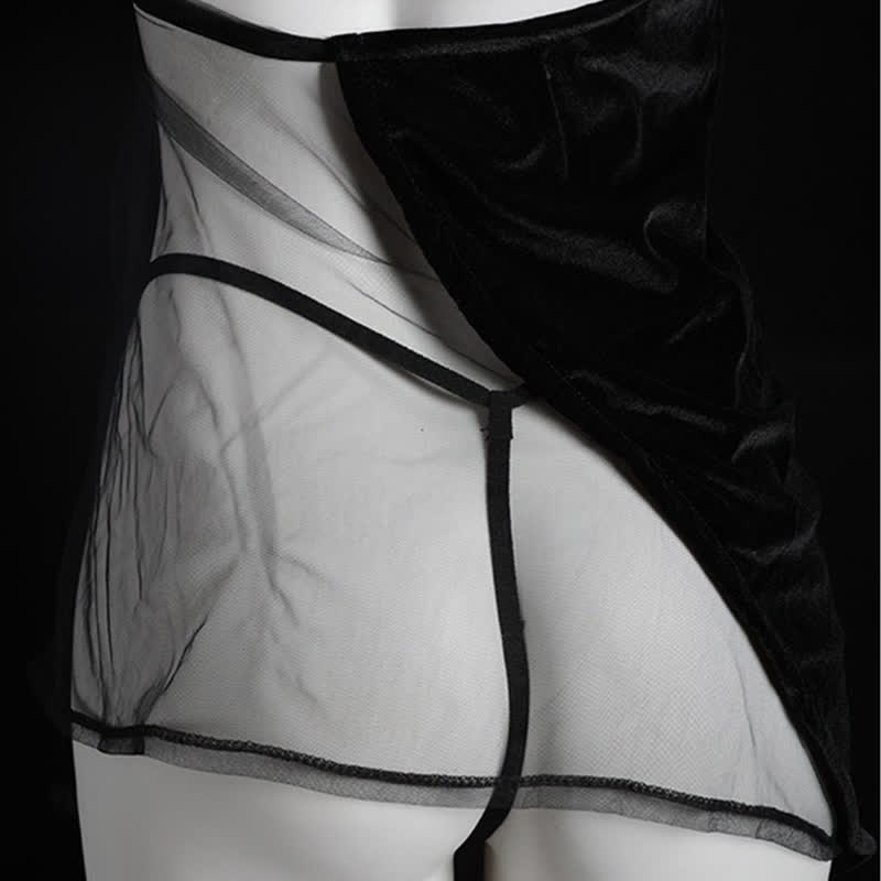 Vintage Cheongsam See-through Lingerie Dress
