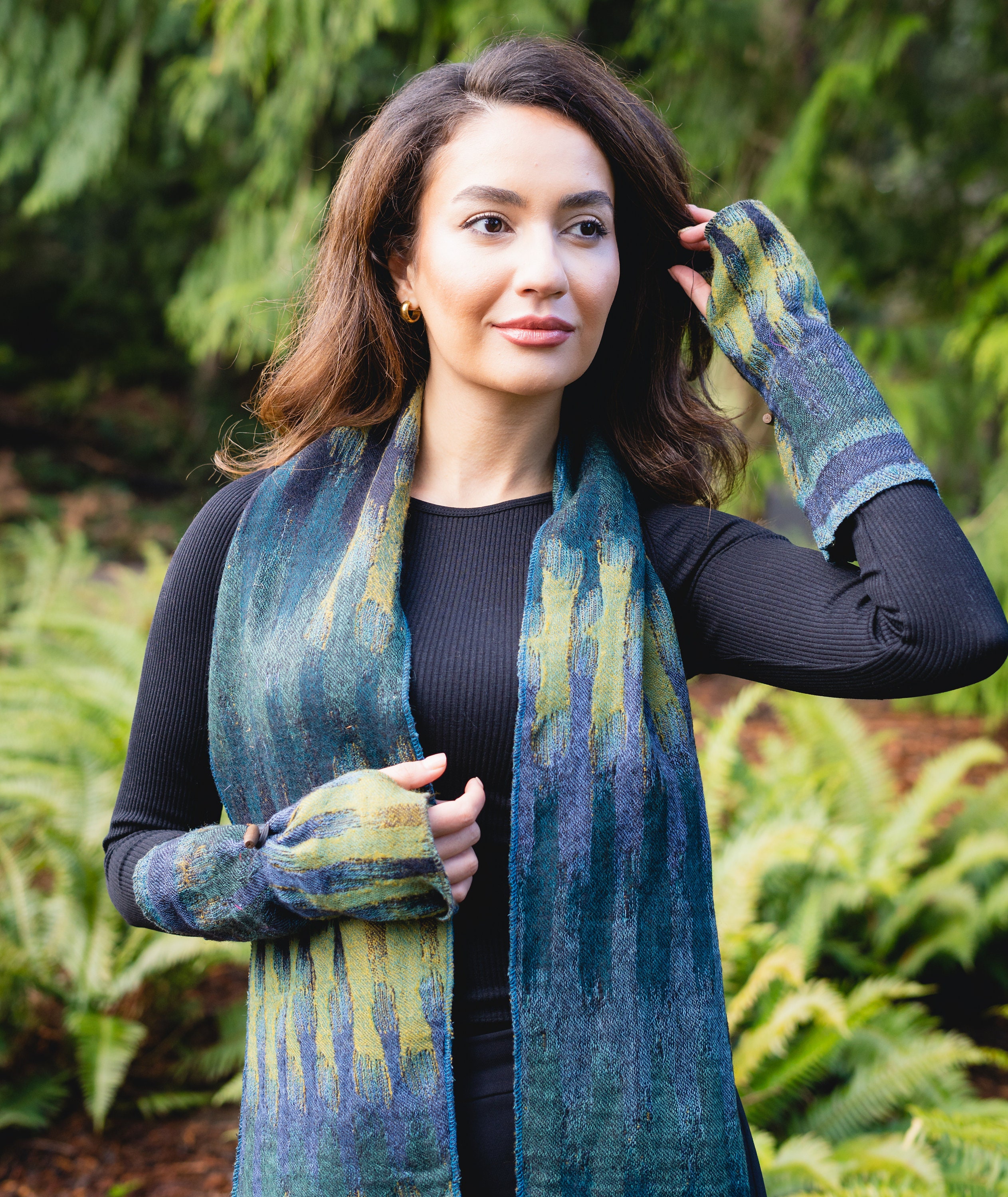 🎄Christmas Hot Sale🎄HANDMADE Boiled Merino Wool Fingerless Gloves with Toggle and side slit