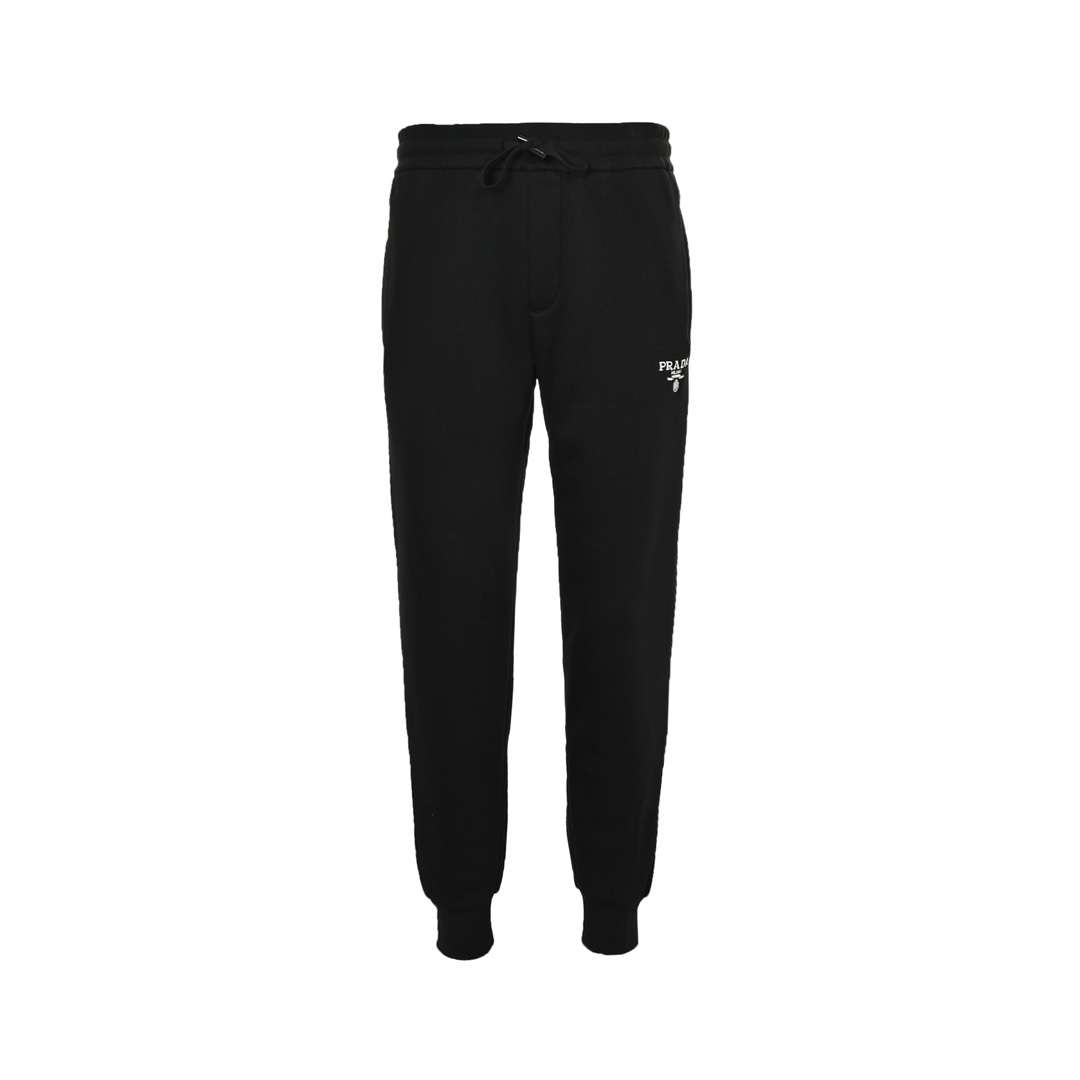 Prada 24Fw front and back logo embroidered fleece trousers