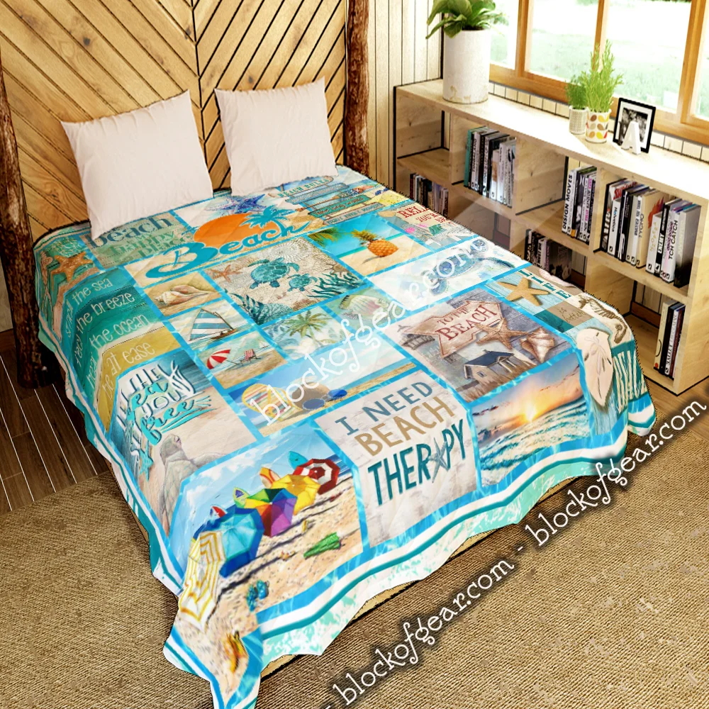 The Beach Is My Happy Place Quilt Blanket