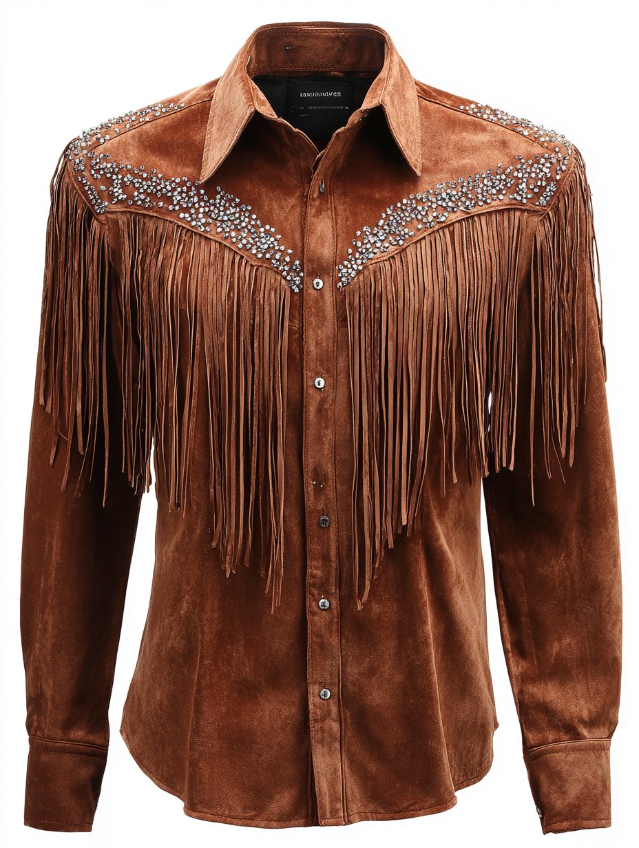 Women's Western Vintage Tassel Print Western Long Sleeve Shirt