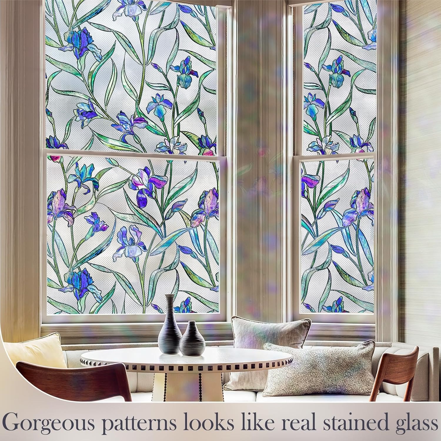 💥ON SALE💥- 3D Floral Stained Glass Window Film, Anti UV🪟🌸