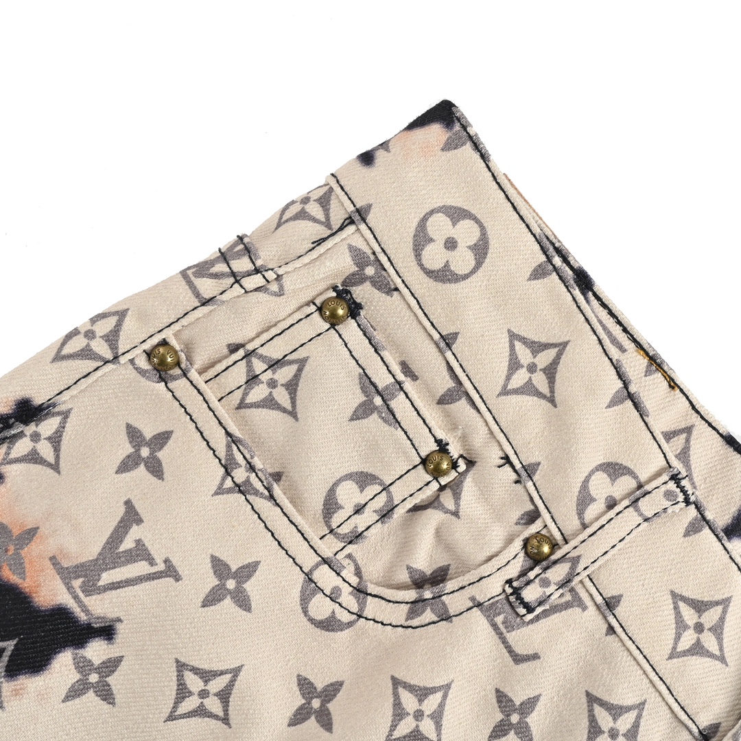 Louis Vuitton 24Fw Fire Cloud Monochrome Print Denim Pants