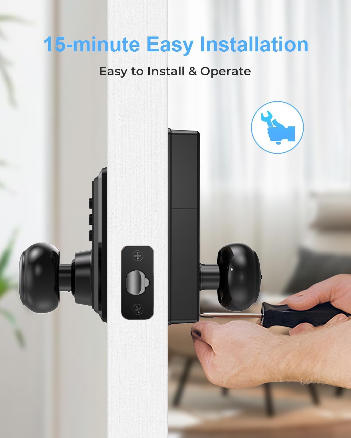 Keyless Entry Door Lock with Handle Knob - Digital Code Door Knob Handle Lock with Keypad - Smart Door Knob with Lock - Anti-Peeping Password-Auto Lock-Easy Installation-Oil Rubbed Bronze