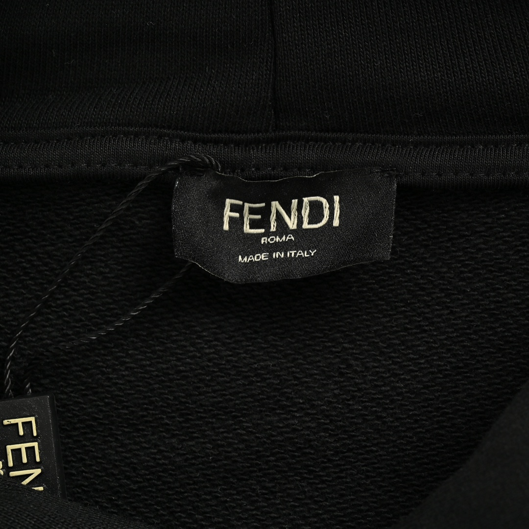 Fendi 24Fw hooded sweatshirt with embroidered letters on the chest and double F webbing on the side