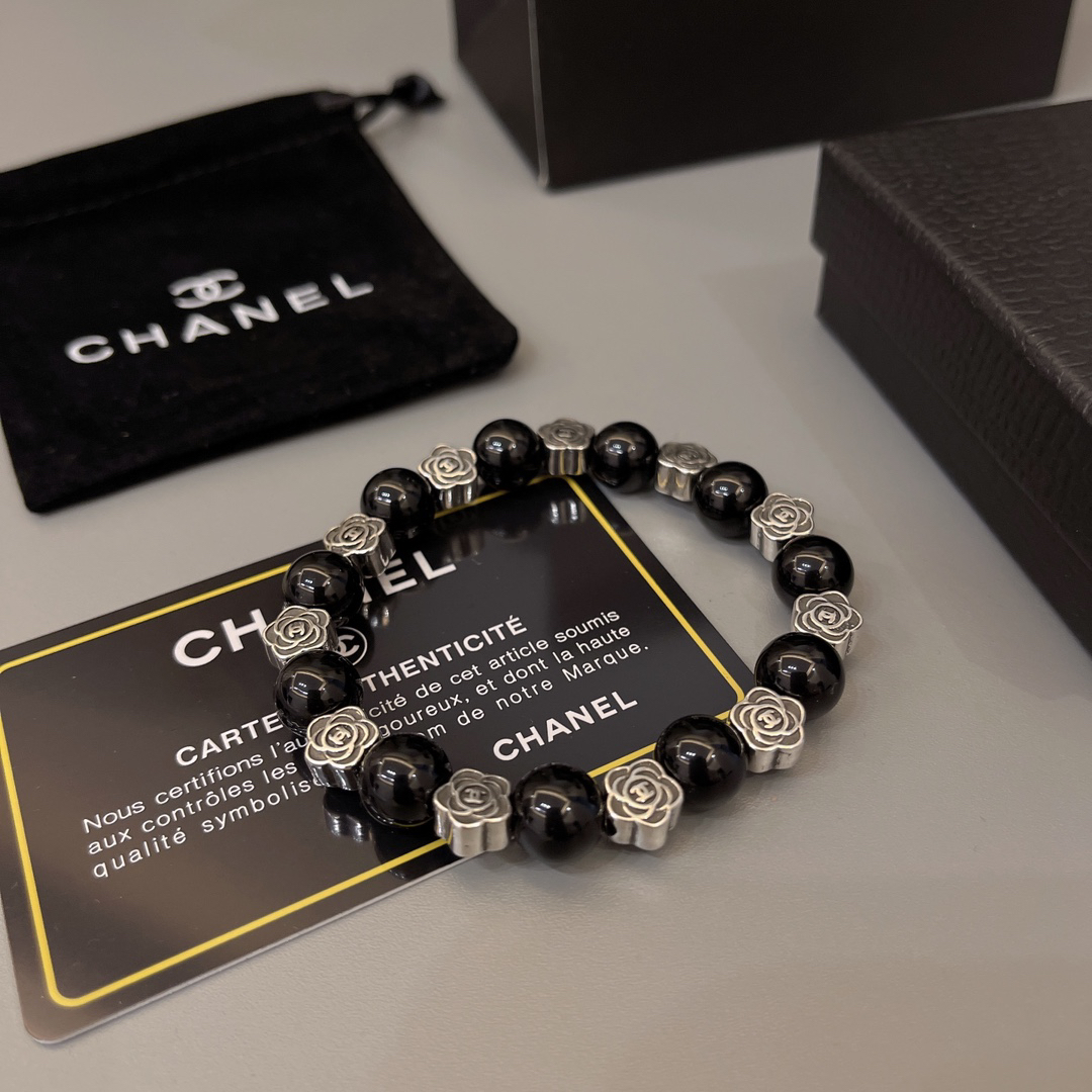 Chanel obsidian distressed bracelet