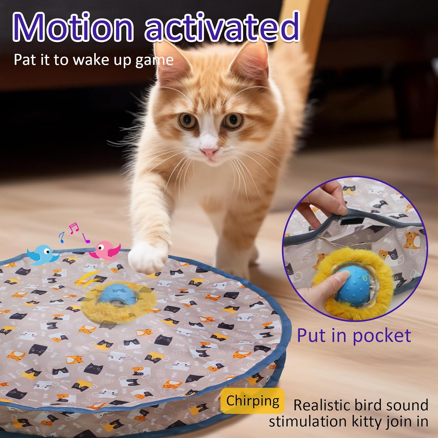 🔥Last Day Low Price in History🔥Interactive Cat Toys Ball Fast Rolling in Pouch