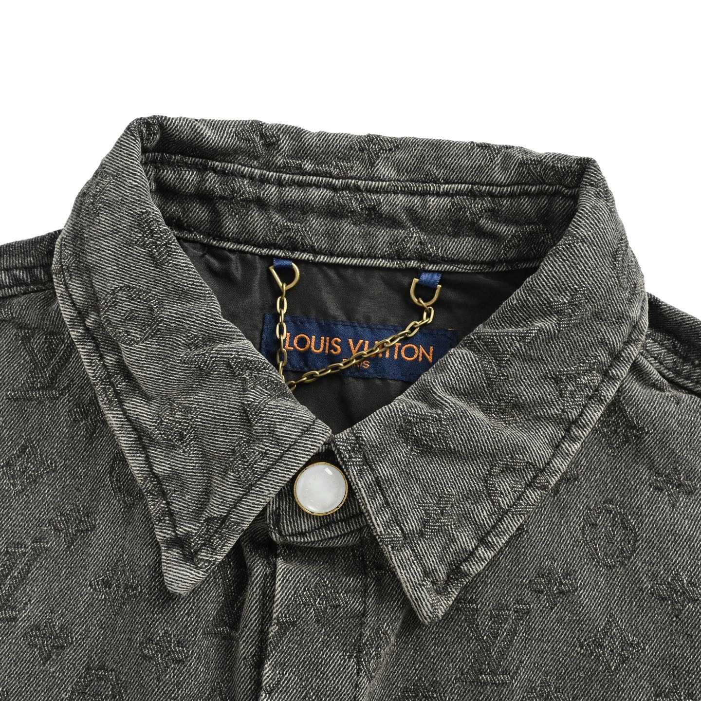 Louis Vuitton 25ss full print monogram grey jacquard denim short sleeve shirt